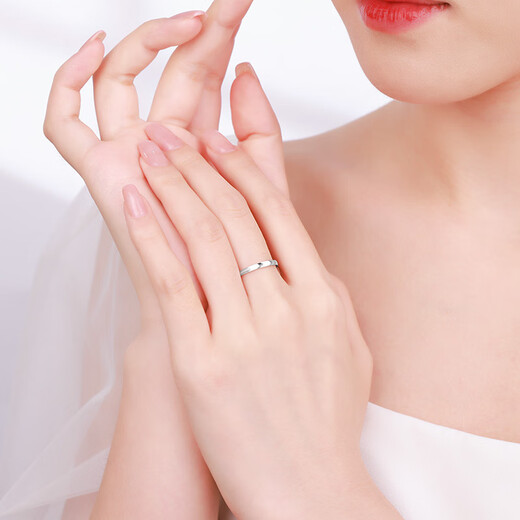 CHINA GOLD PT950 cat's eye platinum ring, plain ring, birthday gift for girlfriend and wife, cat's eye ring (weight about 2.1g) 10#