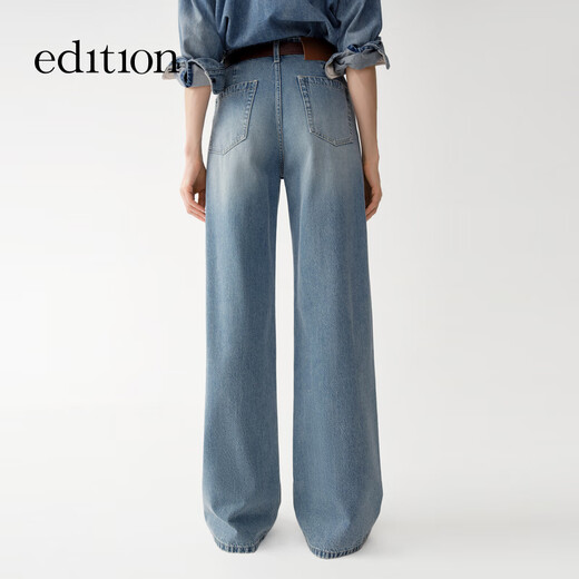 Edition Jeans für Frauen 2025 Sommer Neues breites Retro-Hose aus Weitbein Baumwollhosen Jeans Jeans Blue M.