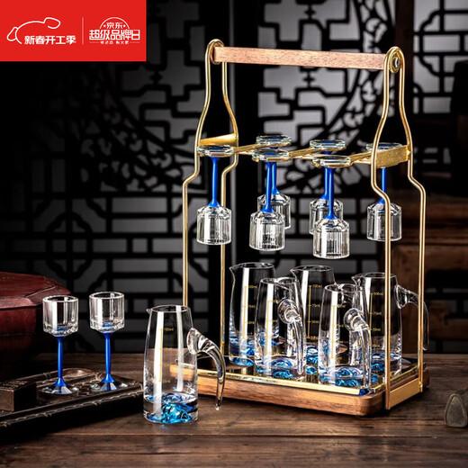 ZHIO German imported high-end white wine cup set household crystal glass scale wine divider Mao-shaped one-cup spirit cup red stem white wine cup 6 pieces transparent wine pot 6 gold house