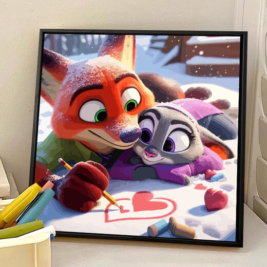
Cute cartoon Crazy Zoo City Digital Oil Painting Diy Coloring Painting Hand-painted Unzipped Decoration Children's Oil Painting SJ13557 20*20cm Tightened Thickened Solid Wood Inner Frame