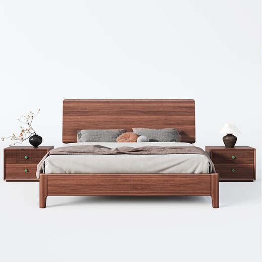 Lit en bois massif de lit en bois massif en bois sud-américain lit principal en noyer 1,8 m x 2m lit double lit queen simple h902