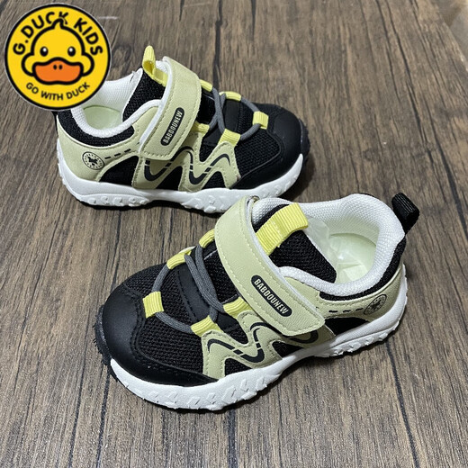 G.DUCKKIDS小黄鸭童鞋25春秋款宝宝童鞋男女童巴布学步鞋中小童机能鞋防滑透 浅灰色 春秋款皮面9227 22 内长14cm