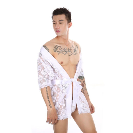 Großhandel Männer Super sexy Perspektive verführerische sexy Nachthemd Spitze Transparent Tanga Bademant