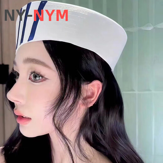 NY-NYM seaside sun hat jk sailor hat 2025 new summer sun protection hat women's sunshade navy hat summer beret striped round navy hat