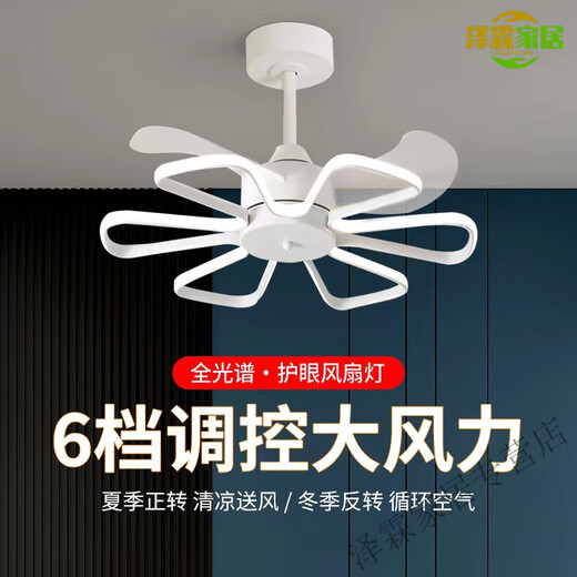XMSJ CHAMBRE Light 2025 Pop Light Style de luxe avec ventilateur Light Light Master Dining Dining Plafond ventilateur léger Hangle de maison 1W 9227 blanc 60cm-voix (pas de réseautage requis) +