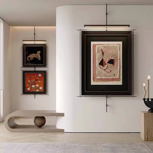 Yonghuan mur métal suspendu boom peinture suspendue avec un style de luxe léger hôtel modèle chambre entrée de thé décoration décoration de style un style global 13575 cadre photo 6380 câblage léger