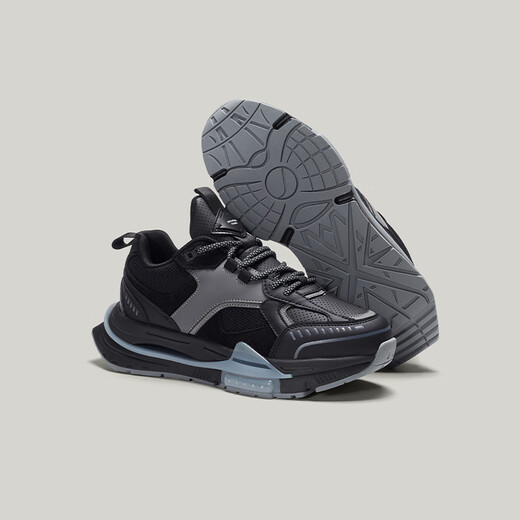DANIEL HECHTER [Same Model in Shopping Mall] Men's Soft Breathable Daddy Shoes Classic Sports and Leisure Thick Sole Shoes HC12108 Black 40