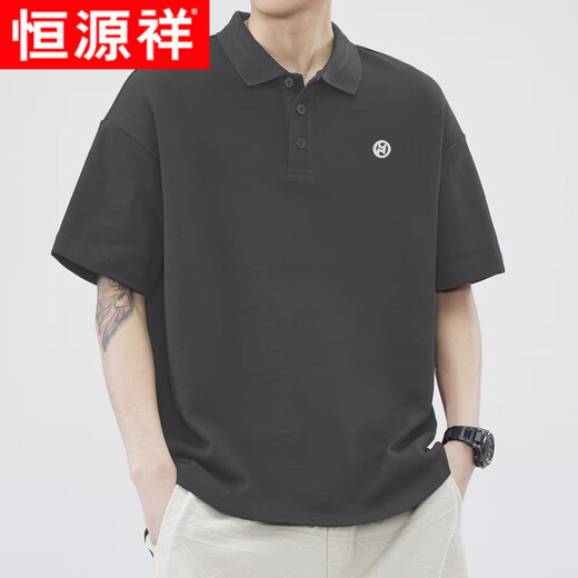 恒源祥短袖t恤男士夏季新款舒适宽松潮牌POLO衫2025新款男款t恤男装上衣 白色polo衫-1365 M 【建议110-130斤】
