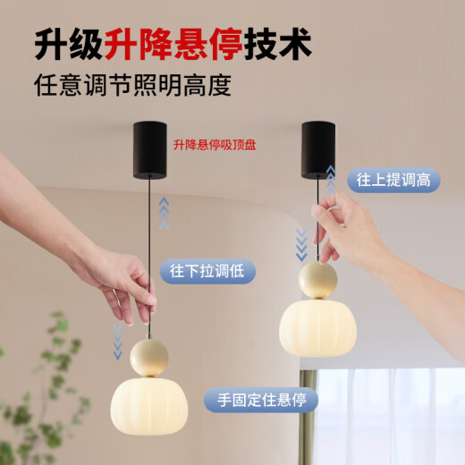 法式奶油风床头吊灯卧室吊线灯单头感网红升降简约餐厅小吊灯 套餐897-三室两厅-三色变光