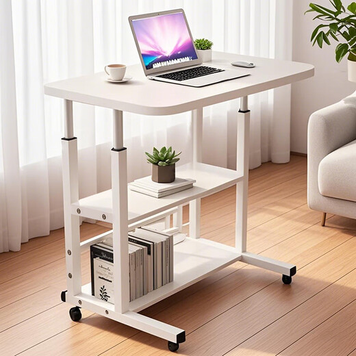 Computer desk lift small table movable bedside table simple student desk dormitory home study table BGZ737 beige three-layer 80*40