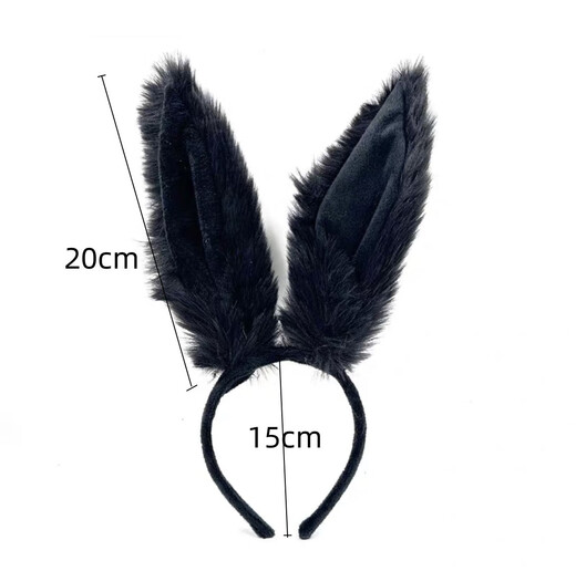 ENRMIIV Halloween Bunny Ears Headband Velvet Hairpin Cos Officer Judy Disney Play Photo Hoop Headband Hair Accessories White + Pink Long Hair Rabbit Ears Headband