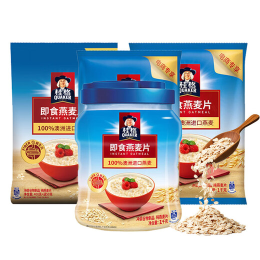 桂格（QUAKER）即食燕麦片原味谷物营养早餐粗粮冲饮免煮代餐批发 1478g*桂格燕麦片袋装