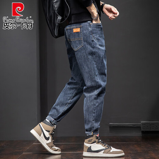 Pierre Cardin Straight Jeans Men's Summer Thin Fashion American High-End 2025 Nouveau pantalon lâche décontracté élastique 6621 bleu 28