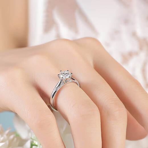 Platinum ring female wedding proposal diamond ring PT950 platinum moissanite one carat gift for girlfriend platinum 50 points live mouth