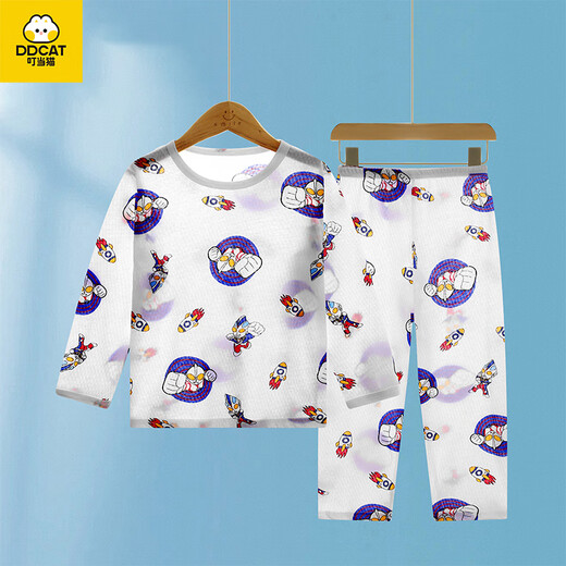 
Dingdang Cat 2025 new children's summer thin pajamas set for boys pure cotton comfortable home clothes for girls cartoon pajamas set 2403 Ultraman 140 (recommended to take a larger size)