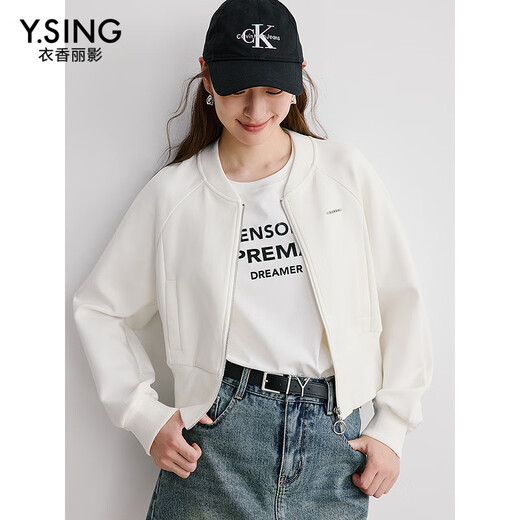 Yixiang Liying veste de Baseball blanche femme 2025 printemps nouveau haut ample petite couche d'air blanc XL