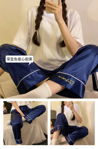 
Xiong Zhengyi Silk Pajama pants for spring and summer thin couples home trousers for men and women can wear them with fat and larger size loose imitation 15907 for spring and summer, men and women can wear them with L size weight 100-120Jin [Jin equals 0.5 kg]