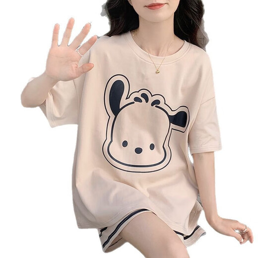 Pajama de mujeres de Xushansi en primavera y verano Juego de ropa casera casual de manga corta 2025 Nuevo estilo de verano suelto de gran tamaño 679 Dinosaur Green M recomendado 80-90Jin [Jin iguala 0.5 kg]