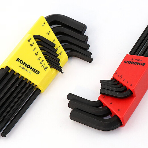 
BONDHUSBhus Borton American Public and British Hexagon Wrench Set Extended Ball Head Flat Head Hexagon Key 12137_Imperial 13 Pack (Extended Flat Head)