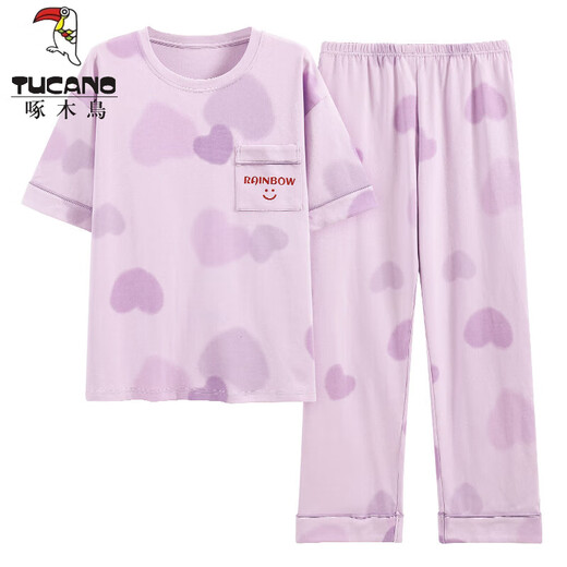 Tucano; Pollamamas de algodón de algodón de leña con algodón de manga corta Traje para mujeres Pantalones de verano de algodón puro La ropa para el hogar se puede usar afuera en la primavera de verano y la caricatura de otoño Y9716 m (recomendado 75-95Jin [Jin equivale a 0.5 kg])