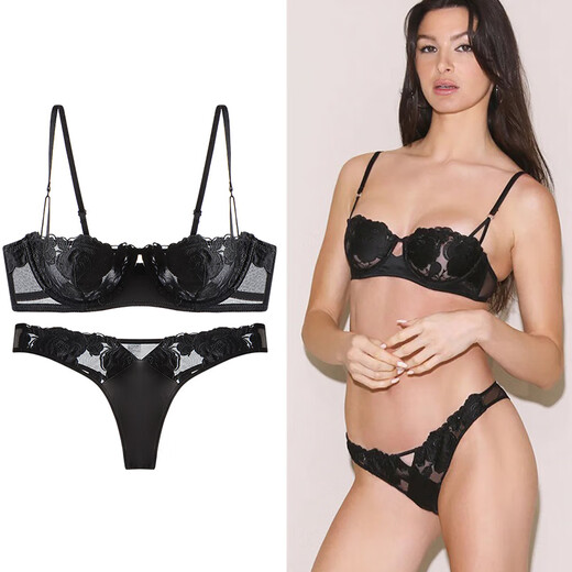 Victoria Palace Sexy Bra Ultra-Thin Rose Embroidered Lace Push-up Bra Large Breasts Show Small Large Size Sexy Underwear Set White S