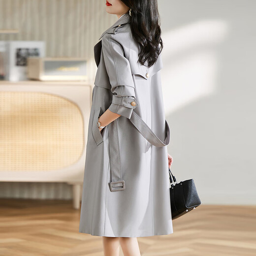Ehangy Luxury High Grain-Long-Long-Longat Coat For Women 2025 Primavera y otoño Nuevo abrigo de moda de alta gama gris l gris