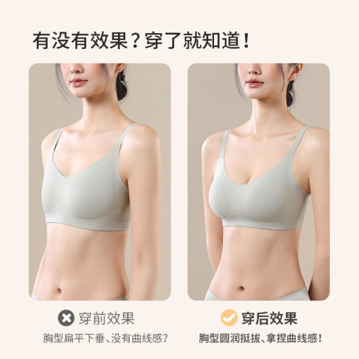 雅鹿平胸专用小胸聚拢显大加厚美背无痕内衣女2025新款文胸钢圈胸罩 粉底液隐形肤 1cm微厚(自然圆润) M