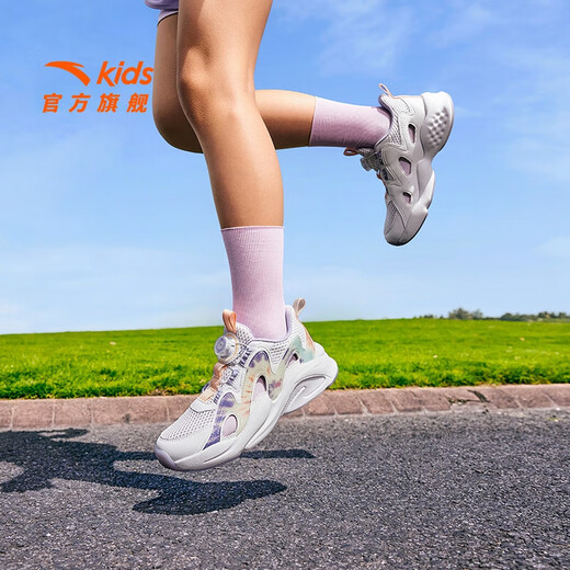 ANTA Children's Sandals Girls' Shoes 2025 Autumn New Arrival Overbearing Frame Shoes Sports Shoes Baotou Beach Sandals Girls White/Yangxu Purple-6 33