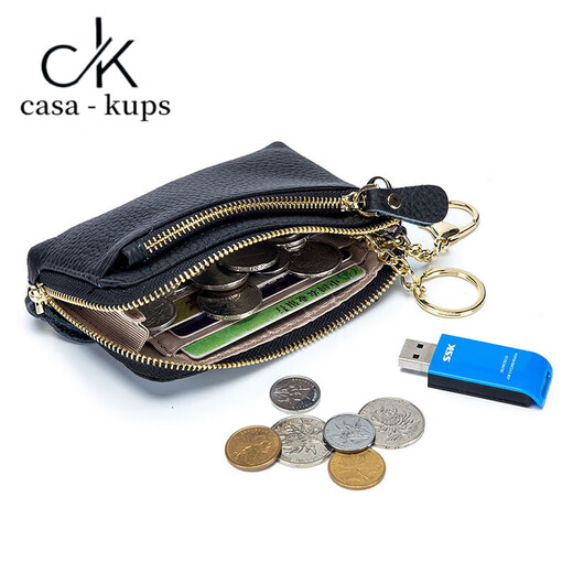 Casa-kupsck Leder Brieftasche 2025 Multifunktions-Key-Tasche für Männer Einfacher handgehaltener Reißverschluss Kartentasche Coin Bag Denim Blau