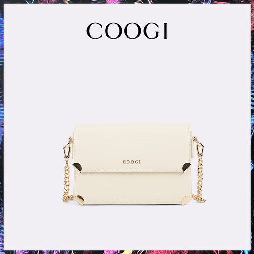 COOGI bag women's 2025 new style light luxury shoulder crossbody bag genuine leather small square bag for girlfriend and wife off-white