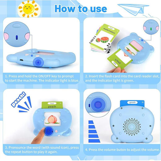 
The latest early childhood education machine for children Flah Card children's voice card machine English flash memory card learning machine Cat [blue] 112 cards (224 content) English