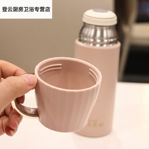温诗欧保温杯头头手提带小盖子北欧风简约学生不锈钢保温杯情侣送人礼品 香芋紫500ml 6193