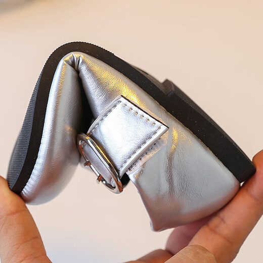 Girls' Shoes Children's Simple Princess Shoes 2025 New Spring and Summer Baby Crystal Shoes Little Girls Soft Sole Leather Shoes Black 36 Inner Length 22cm