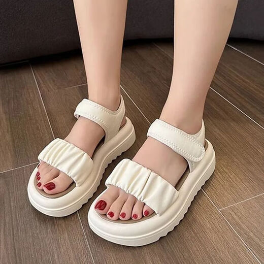 Mädchen Sandalen Sommer Kinderprinzessin Schuhe weicher Sohle ohne Schlupfstrandschuhe Big Boys und Mädchen Mode YQ-603 Beige 35 Innere Länge ungefähr 22,5 cm