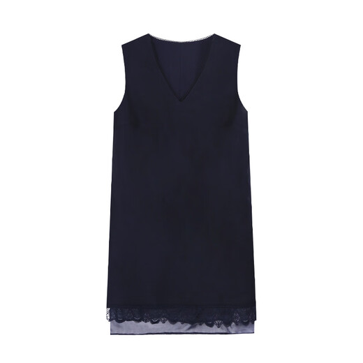 Dentro y fuera de 2025 Summer Corea con cuello en V de encaje de cuello en V empalmado vestido sin mangas para mujeres 15052 White L