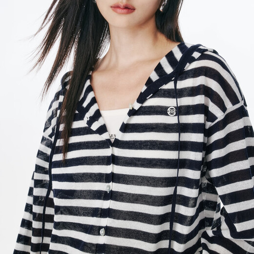 Peacebird [même modèle dans le centre commercial] Vêtements féminins 2025 Summer New Rinkle-Anti-Line Cardigan A3EDF2629 Blue XL 170
