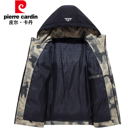 皮尔卡丹（pierre cardin）棉服男冬季新款加棉保暖棉衣外套男防风连帽羽面包绒上衣服男 黑色 XL