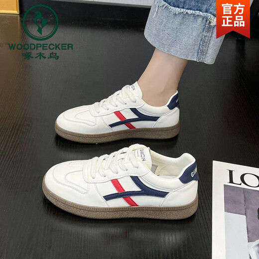 Woodpecker color-blocking German training shoes for women 2025 summer new versatile flat-soled casual sports shoes ins trendy red and blue counter high-end version 35