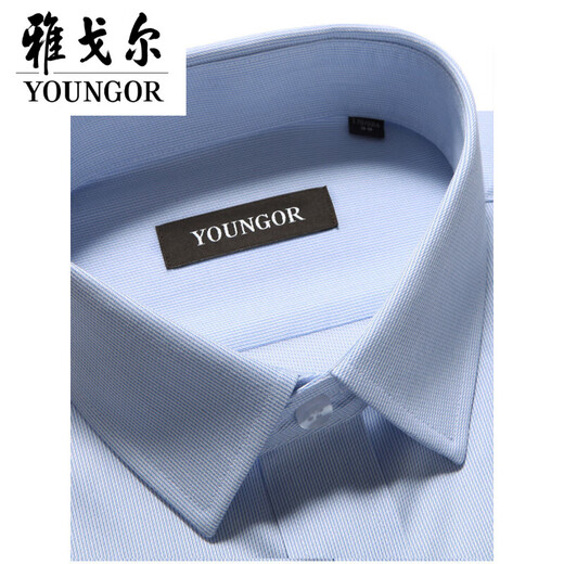 CEO雅戈尔旗舰官方店衬衫男长袖条纹蓝色免烫商务中青年寸衫宽松休闲 旗舰官方-TLVP14380 46 /190 【200-215斤】
