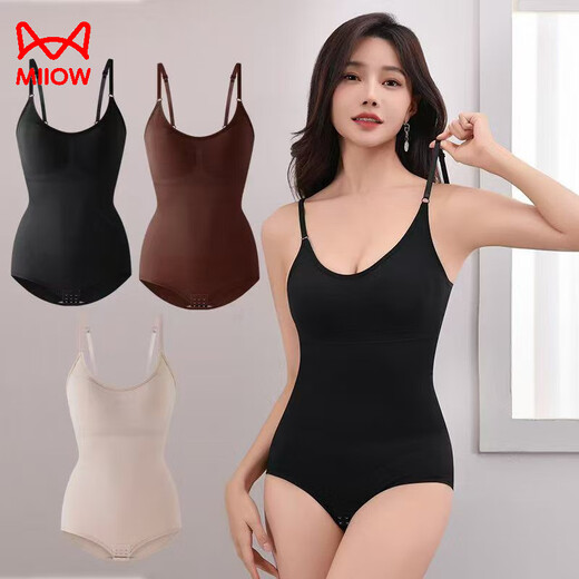 
Catman women's body shaping suit underbreasted buttock lifting triangle style open-size large-size waist tucked belly suspender onesie with chest pads brown (with chest pads) XL (180-200Jin [Jin equals 0.5 kg])