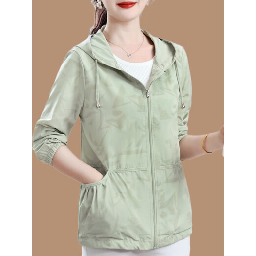 恒源祥妈妈夏装防晒衣外套薄2025新款中老年女装春夏季连帽休闲夹克上衣 皮粉色 2XL 105-120斤左右