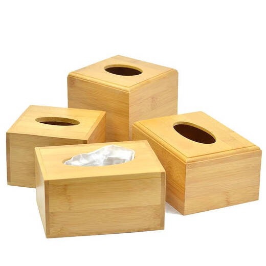 Yonghuan Bamboo Tissue Box Square Bamboo Napkin Card Box Home Drawing Box Roll Card Box Customized Logo Square Flip/B Model 12128cm