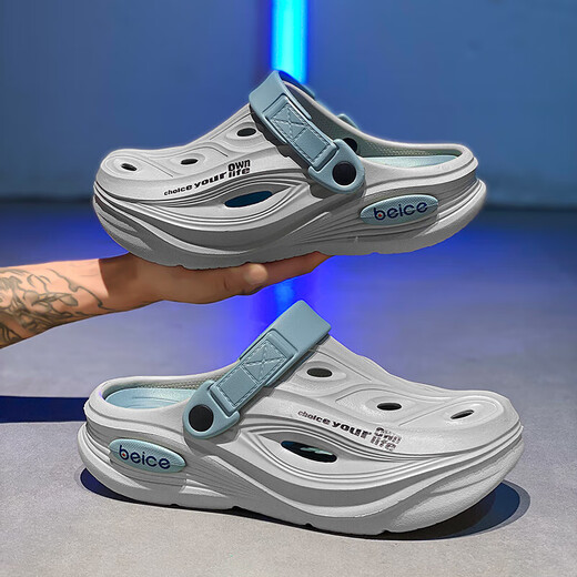 
Sports hole shoes men's summer 2025 new style teenagers outdoor beach fishing anti-slip wear-resistant men's slippers gray 42-43