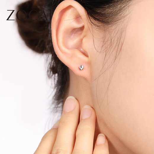 Zokayi platinum earrings PT950 couple earrings simple and versatile Chinese Valentine's Day gift E01246