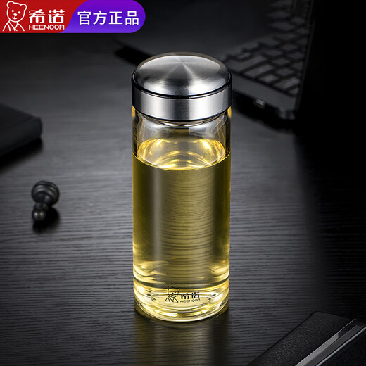 希诺新款城堡盖单层玻璃杯大容量泡茶杯带盖杯子家用水杯定制 530ML本色XN-6196