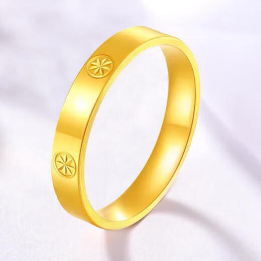 Lossot birthday gift for girlfriend pure gold 999 meter gold ring female 5G hard gold closed solid ring ring