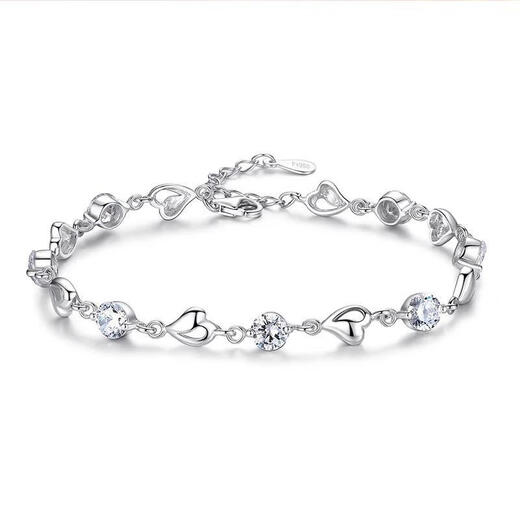 Genuine Pt950 platinum bracelet jewelry platinum diamond bracelet simple fashion versatile gift for women 7.2g Love Heart Love Platinum Bracelet
