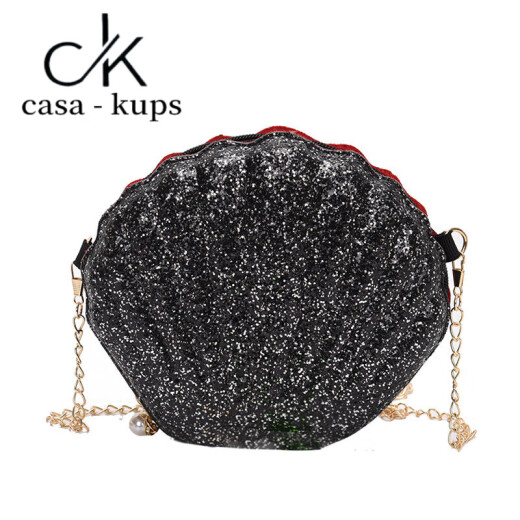 casa-kupsCK斜挎包贝壳包包女2025新款潮链条百搭单肩斜挎小包时尚亮片女包 白色
