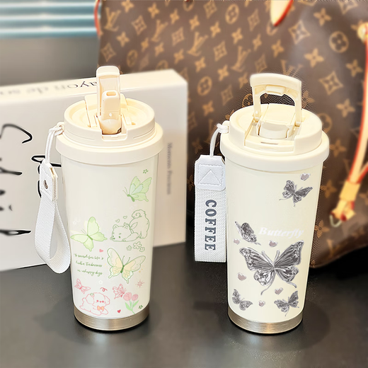 ZKHE Butterfly Thermos New de alto valor Café Café Café Café Gran capacidad Copa de agua Estudi