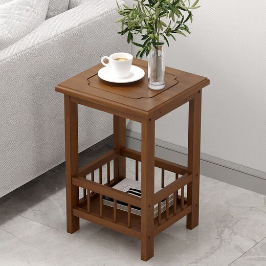 Bodiqi home sofa side cabinet small coffee table mahjong table corner corner small square table storage rack tea table tea table side tea cabinet second floor brown fence